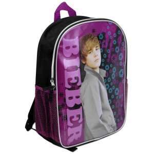  Disney Justin Bieber Backpack Travel School Purple Back 