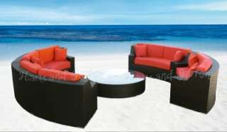 ROUND OUTDOOR WICKER SECTIONAL SOFA PATIO FURNITURE OCN  