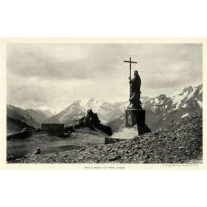  1922 Print Christ Redeemer Andes Mountains Armando Pero 