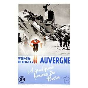  Auvergne Snow Ski Weekend Giclee Poster Print, 44x60