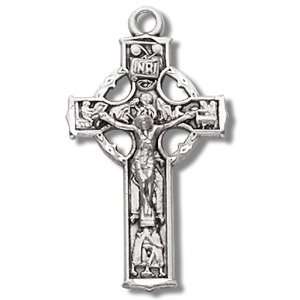  Sterling Silver Small Celtic Crucifix   18 Chain  Gift 