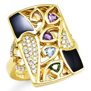  John Bagley Diamond Ring with Gemstones in 14K Yellow Gold 