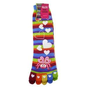   Toe Socks Rainbow Stripes w/ Hearts Theme   Toe Socks Toys & Games