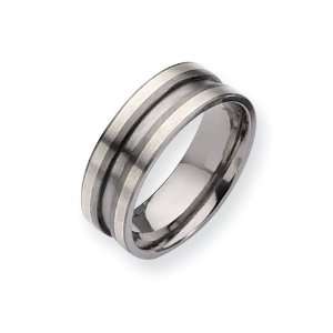    Titanium Sterling Silver Inlay 8mm Satin Band Size 12 Jewelry