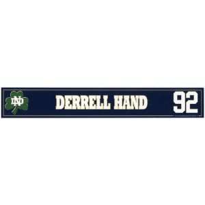  Derrell Hand Notre Dame Game Used Locker Tag vs. Stanford 