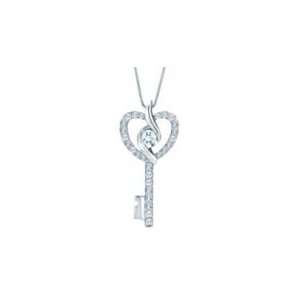   Diamonds   14kt White Gold 3/8ct TW Round Diamond Key Necklace