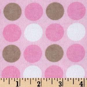  44 Wide Claire Bella Flannel Dottie Pink/Tan Fabric By 