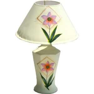  Hexagonal Floral Desk Lamp   White Flower