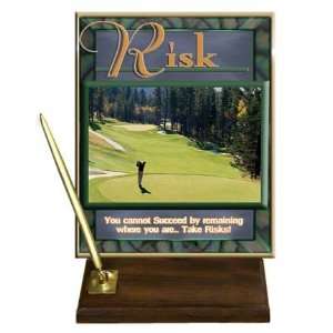  Risk (Golf) Desktop Pen Set with 8 x 10 Gold Plate and 