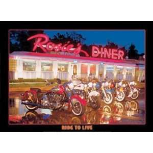  Ride to Live Metal Tin Sign Rosies Diner Kitchen 