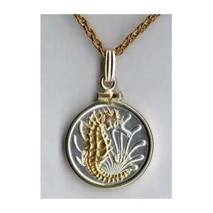   Toned Gold & Silver Singapore Seahorse Coin   Necklaces Beauty