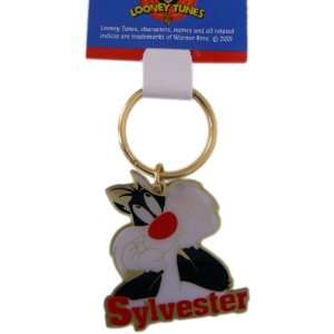 Looney Tunes Metal Plate Keychain   Sylvester Gold