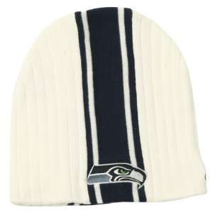   Seahawks Center Stripe Winter Knit Beanie   White
