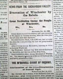 Battle of FREDERICKSBURG Gen. Burnside & Winchester VA 1862 Civil War 