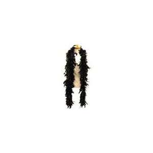  6 Long Black Feather Boas Accented with Multi Color 