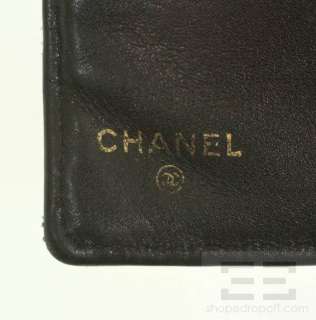 Chanel Vintage Black Leather Diamond Stitched French Purse Wallet 
