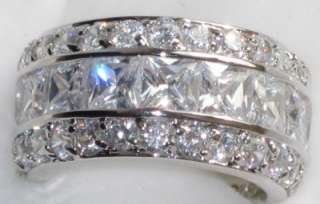 WOMENS 4.7 CT SIMULATED DIAMOND PRINCESS WEDDING BAND RING ALL SIZES 