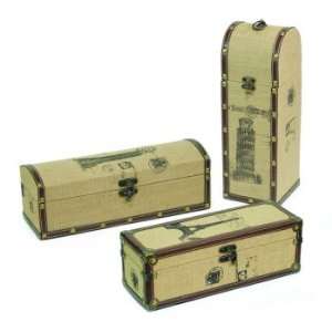   Brown Burlap Storage Boxes w/Faux Leather Trim 14   22 Home