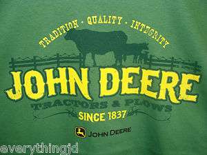 Mens Green John Deere Tractor & Plows Cow Shadow T Shirt  