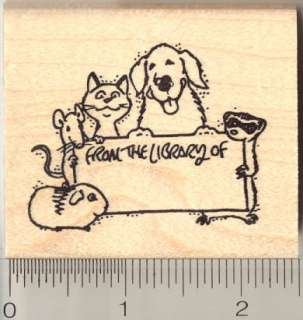 From the Library of dog cat rubber stamp H11016 WM  