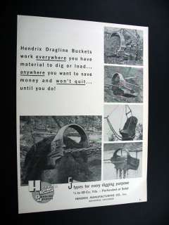 Hendrix Dragline Buckets digging bucket 1966 print Ad  