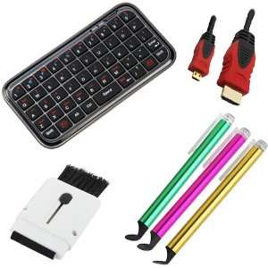 Keyboard + 3 Stylus with Flat Tip + 15FT Micro HDMI Cable + Mini Brush 
