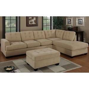  Burbank Khaki Waffle Suede Sectional Sofa Set