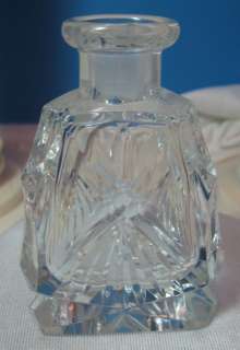 Antique Crystal Clear Glass Perfume Bottle Art Deco Stopper  