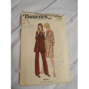 Butterick Sewing Pattern Vintage Maternity Dress Top & Pants Size 12