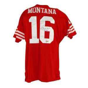 Joe Montana Autographed/Hand Signed San Francisco 49ers Red Throwback 
