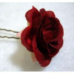  NEW Small Red Rose Flower Hair Pins   Set of 6, Limited 
