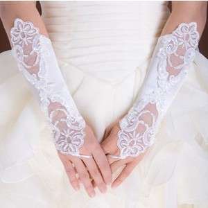   pair Fingerless Bridal Wedding Dress Lace Gloves Prom White/Ivory PICK