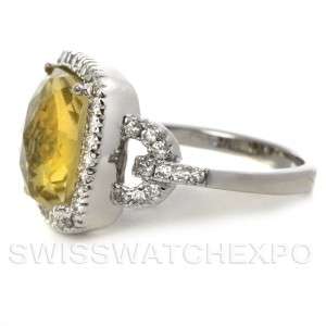Radiant 14k White Gold Green Quartz & Diamonds Ring  
