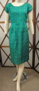 Vintage 50s 60s Green Silk Dress by Nantucket Naturals  