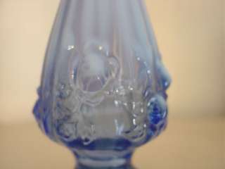Fenton Blue Bud Vase Marked Tall Drip Design Vintage  