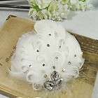 Bridal White Feather Headpiece Hair Silk Flower Fascinator Brooch clip 