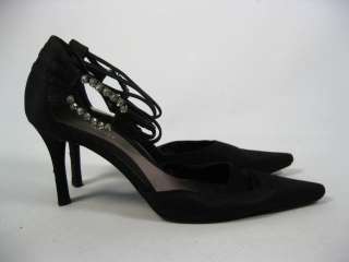 NINE WEST Black Satin Jeweled Pumps Shoes Heels 9  