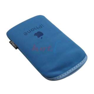 Blue Soft Neoprene Case Bag Pouch Cover Protector For Apple iPhone 3G 