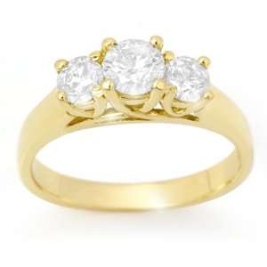  Natural 0.85 ctw Diamond Ring 14K Yellow Gold Jewelry