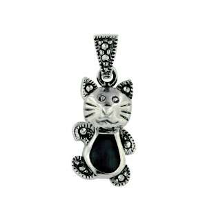   Blue Mother of Pearl Cat Pendant Silver Empire Jewelry Jewelry