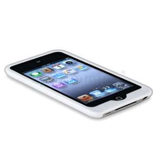 White Rubber Gel Case+Mirror Film for iPod Touch 4G 4th  