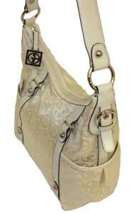 Giani Bernini Circle Signature Hobo Handbag Purse Bone  