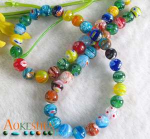 95mixed color Glass Millefiori Lampwork Beads 4mm AJC21  