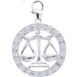  14K WG 1/10ct HIJ Diamond Libra Spring Ring Charm Arts 