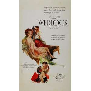  1926 Fox Wedlock Wray H. G. Wells Silent Film Flyer 
