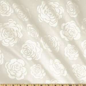  44 Wide Whitelites Stenciled Roses White Fabric By The 