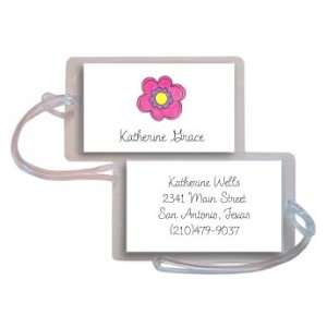  personalized luggage tags   pink daisy tag