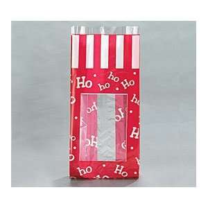  (100) Hohoho Red & White Christmas Cellophane Bags 
