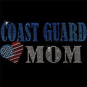  Iron on Hot Fix Rhinestone Motif Design US Coast Guard Mom 