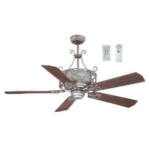 Del Rey Collection 54 Antique Nickel Ceiling Fan with Golden Maple 